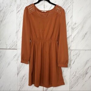 Blu Pepper Spike Orange Open Back Dress SZ M